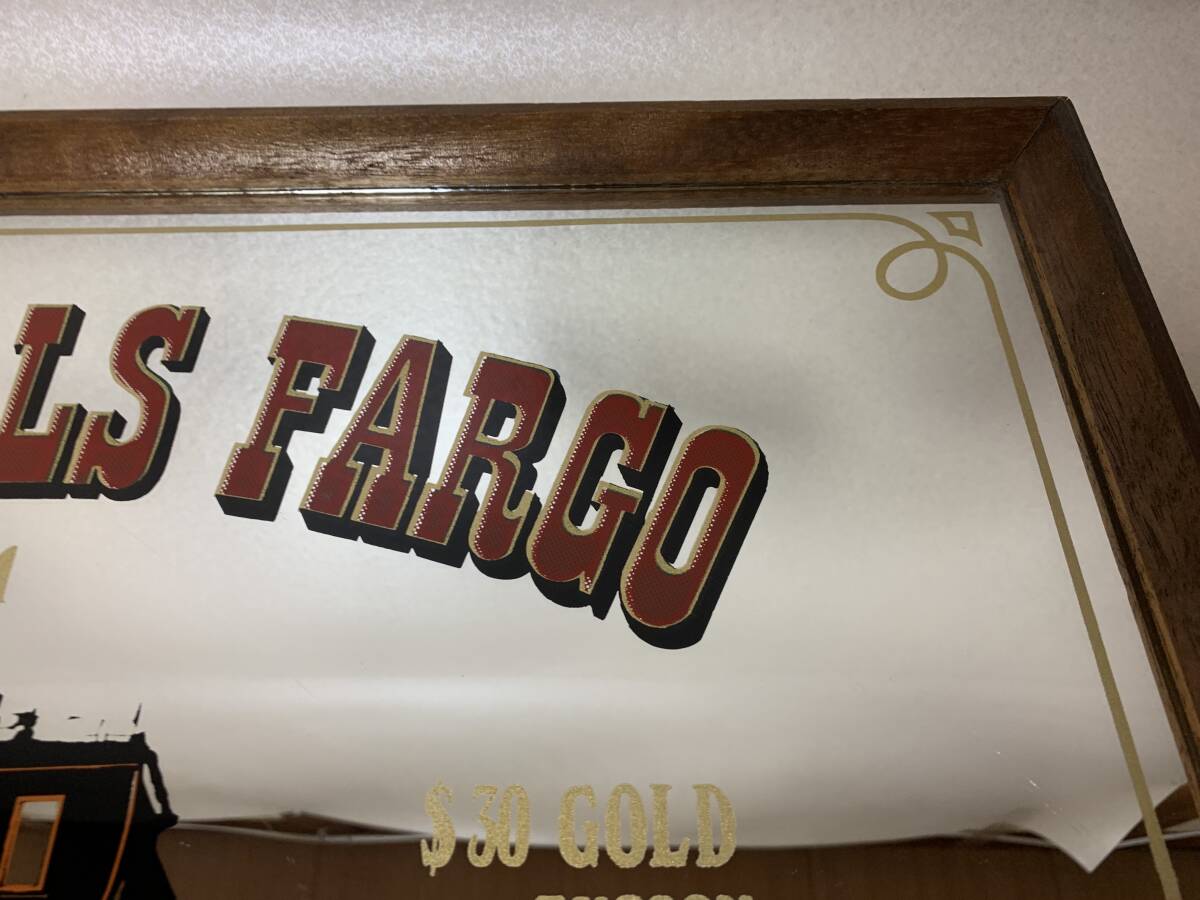 ビンテージ パブミラー The WELLS FARGO OVERLAND STAGE CO. 西部 時代 駅馬車 インテリア 壁掛け鏡の画像5