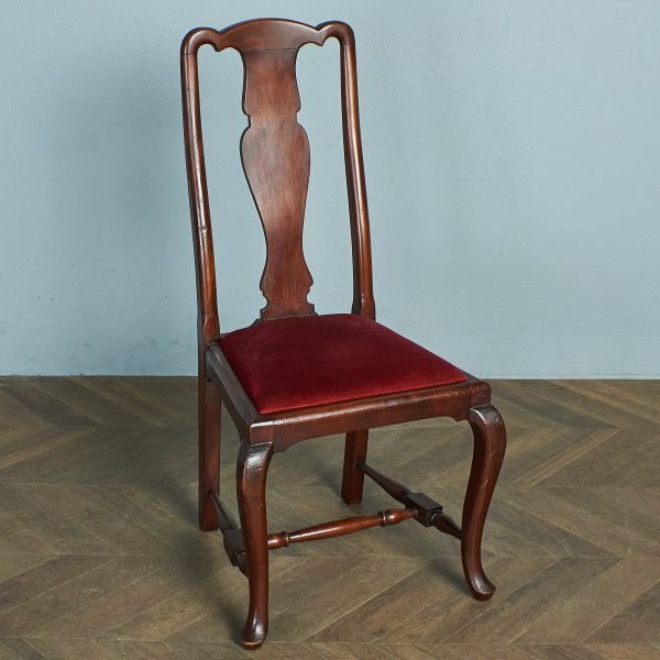 [73903]英国 クラシック チェア クイーンアン 木彫刻 オーク ダイニングチェア イギリス イス 椅子 猫脚 レトロ アンティーク スタイル