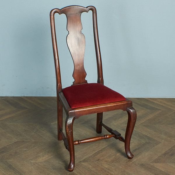 [73902]英国 クラシック チェア クイーンアン 木彫刻 オーク ダイニングチェア イギリス イス 椅子 猫脚 レトロ アンティーク スタイル