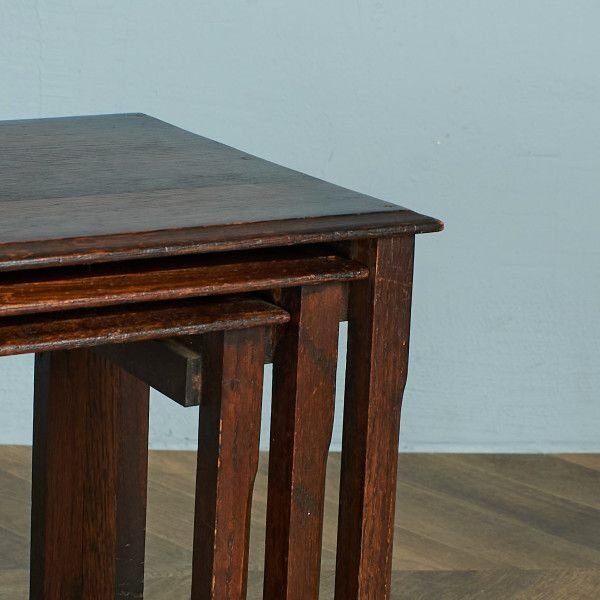 [74705]英国 クラシック ネストテーブル オーク 無垢材 サイドテーブル ナイトテーブル ローテーブル オーバル イギリス オケージョナル_画像4