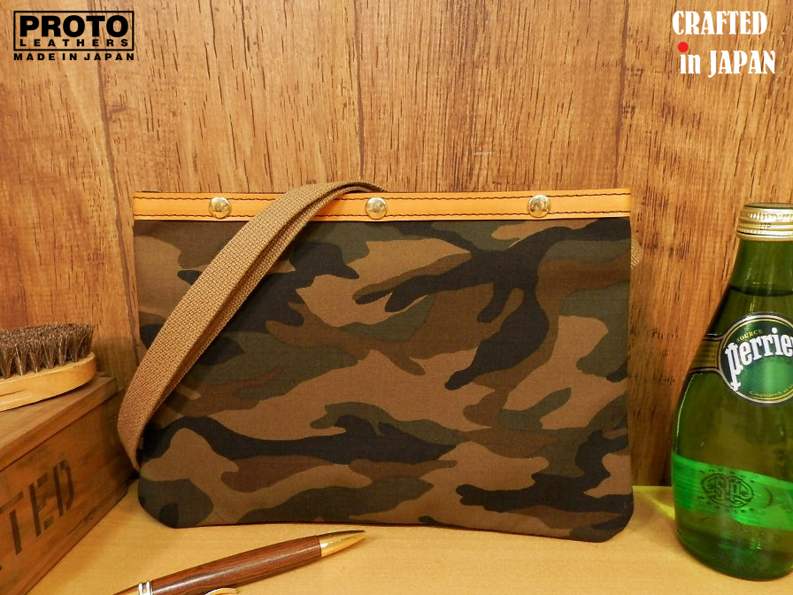 [ build-to-order manufacturing & free shipping ] hand made! camouflage camouflage ×nme cow leather. sakoshu made in Japan shoulder bag bicycle body bag | wood Land 