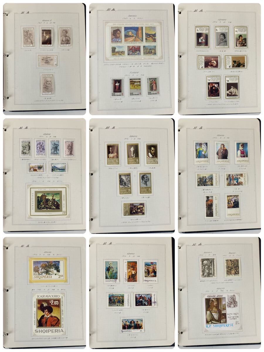 POSTAGE STAMPS FINE ART 世界美術切手アルバム 89リーフ 未使用 使用済み混在 コレクション 保管品_画像9