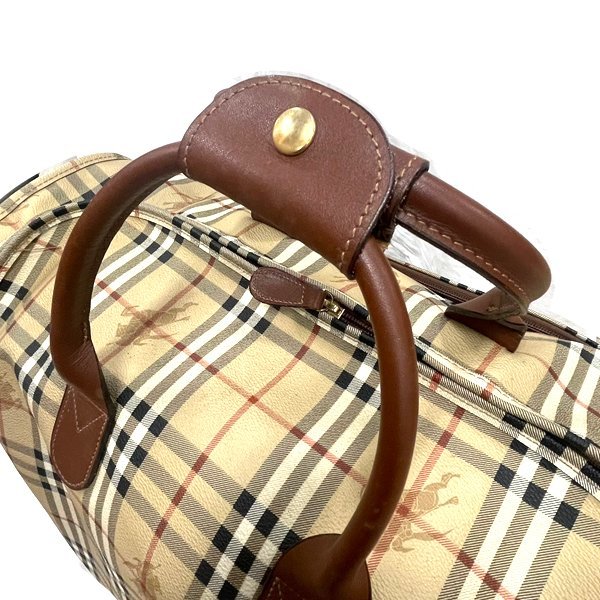 Burberry/バーバリー ボストンバッグ PVC 2WAY ショルダー 旅行鞄 ベージュ 現状品_画像6