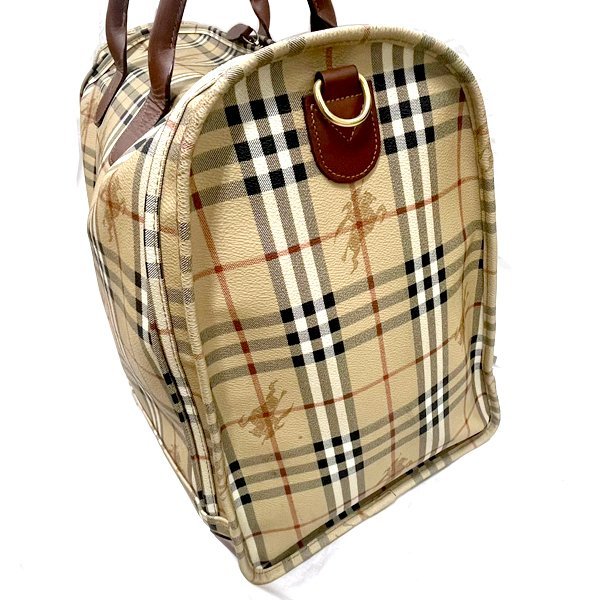 Burberry/バーバリー ボストンバッグ PVC 2WAY ショルダー 旅行鞄 ベージュ 現状品_画像4