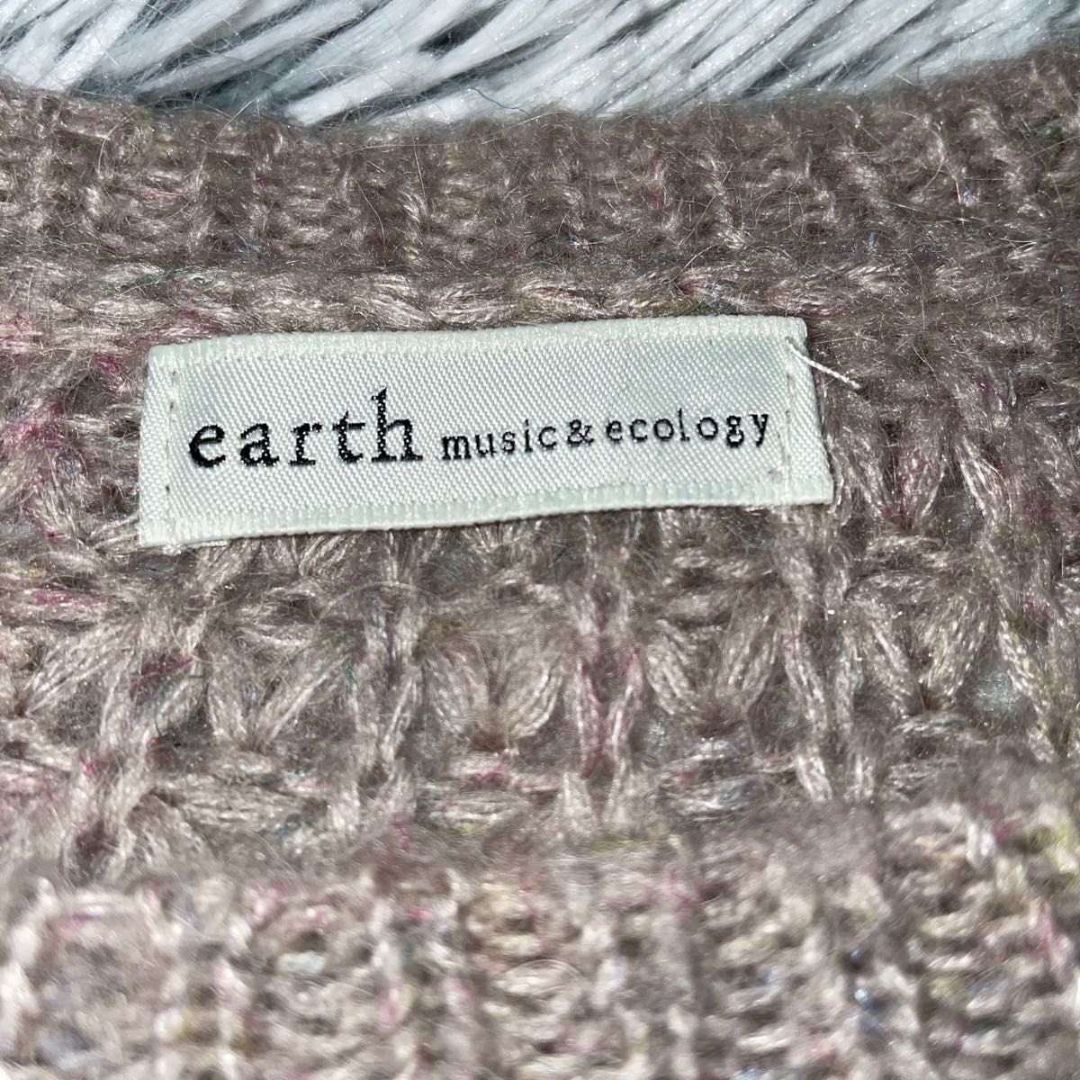 earth music&ecology アースミュージックエコロジー 長袖ニット パールリボン付き(取り外しOK)