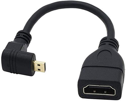 ハイスピードHDMI(メス)to Micro HDMI(オス) タイプD to タイプA 90°アングル L型 マイクロHDMI変換ケーブル 金メッキコネクタ搭載 E270の画像1