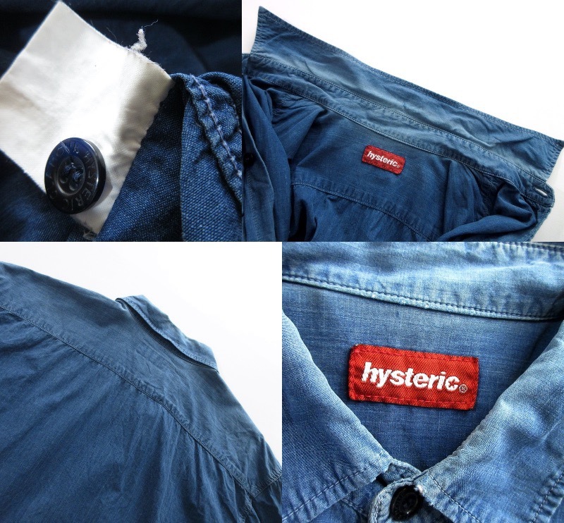 [HYSTERIC GLAMOUR Hysteric Glamour ]90 period old tag indigo shirt large size!!