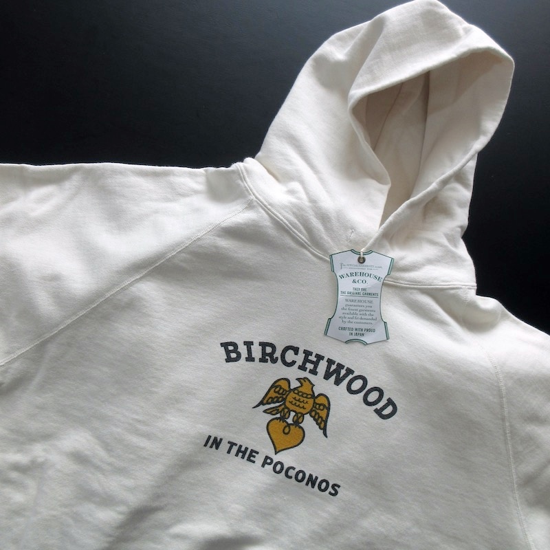 【WAREHOUSE ウエアハウス】未使用 BIRCHWOOD セコハン スウェットパーカー Lサイズ オフホワイト!!_画像2