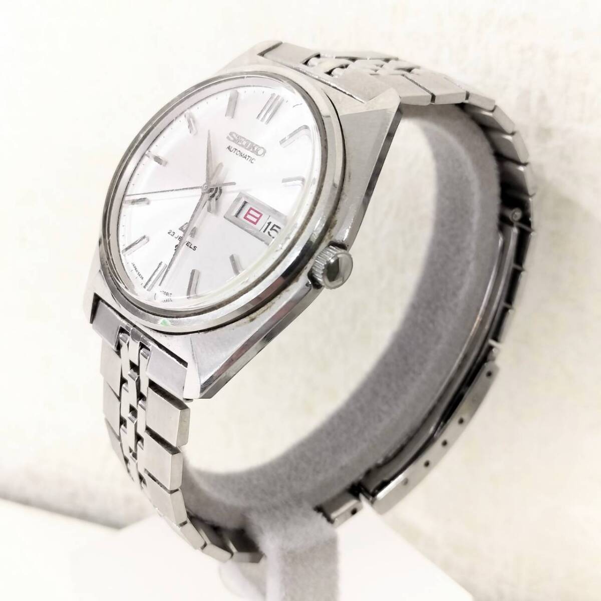 【IK-27259】1円～ SEIKO LM 5606-7000 AUTOMATIC デイデイト表示 自動巻き ステンレス メンズ 23 JEWELS 稼働品 メンズ ボーイズ_画像6