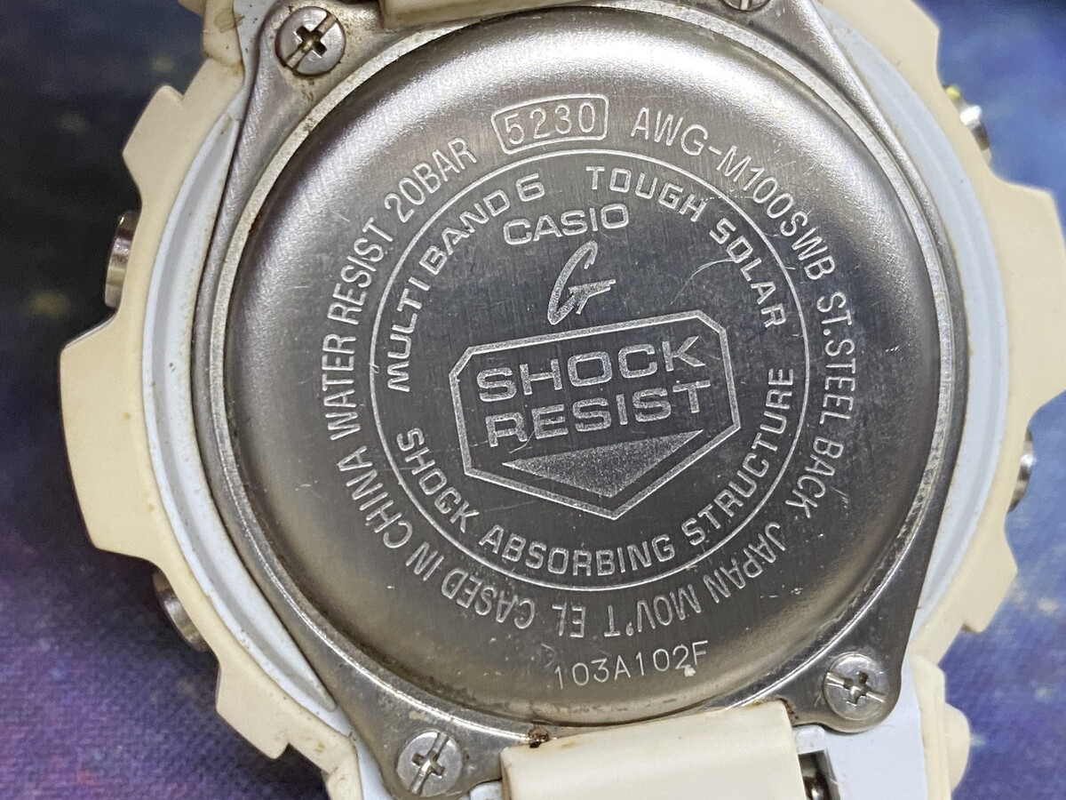 【４０３】CASIO カシオ G-SHOCK メンズ腕時計 AWG-M100 SWB クォーツ アナデジ 青文字盤 クロノグラフ 中古品_画像6