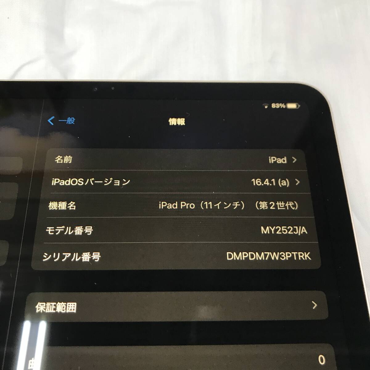 sx442 送料無料！画面ヤケ有り動作品 Apple iPad Pro 11インチ 第２世代 MY252J/A 128GB Wi-Fiモデル 本体のみ_画像2