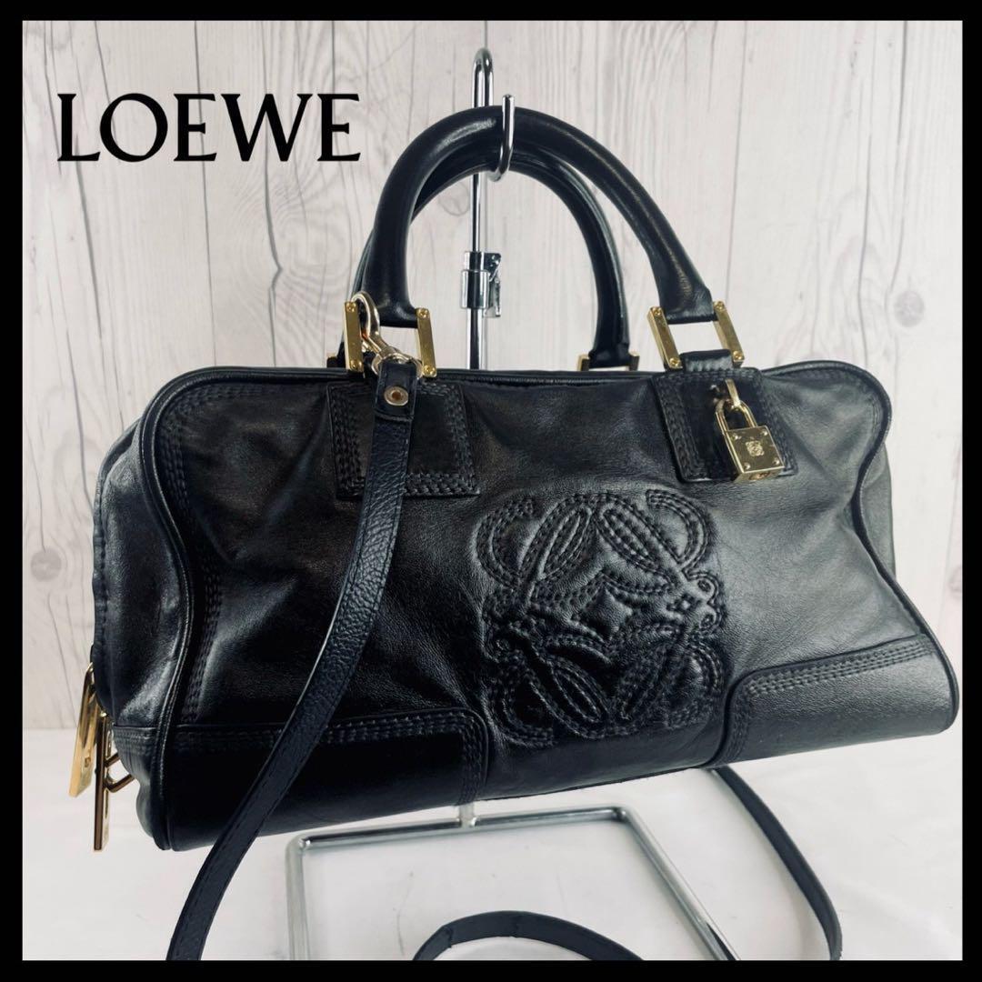 ◆美品◆ LOEWE ロエベ アマソナ 28 ハンドバッグ レザー ショルダー 黒 ブラック ハンドバッグの画像1