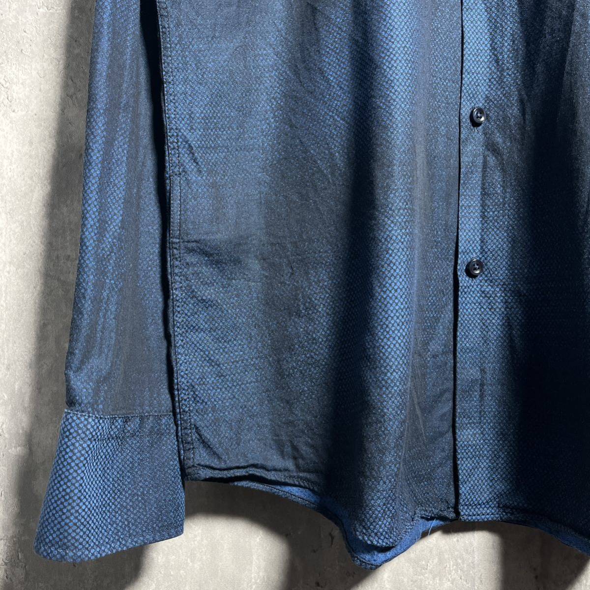 【美品】HUGO BOSS｜ヒューゴボス，CANCLINI｜カンクリーニ，長袖シャツ，オンブレ，シャドーチェック_画像3