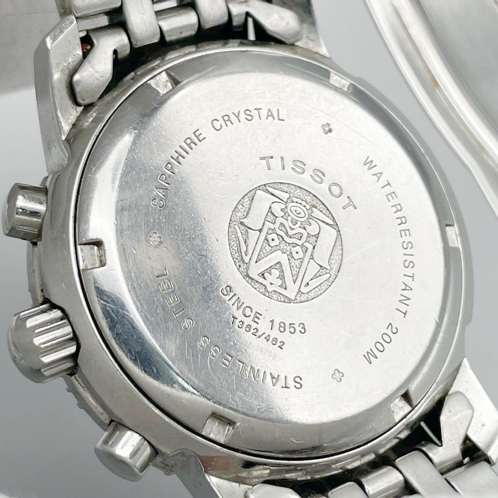 TISSOT ティソ クロノグラフ PRS200 クォーツ 腕時計 シルバー 青 文字盤 ネイビー ブルー 電池交換済 稼動品 人気モデル メンズ 時計 純正の画像7