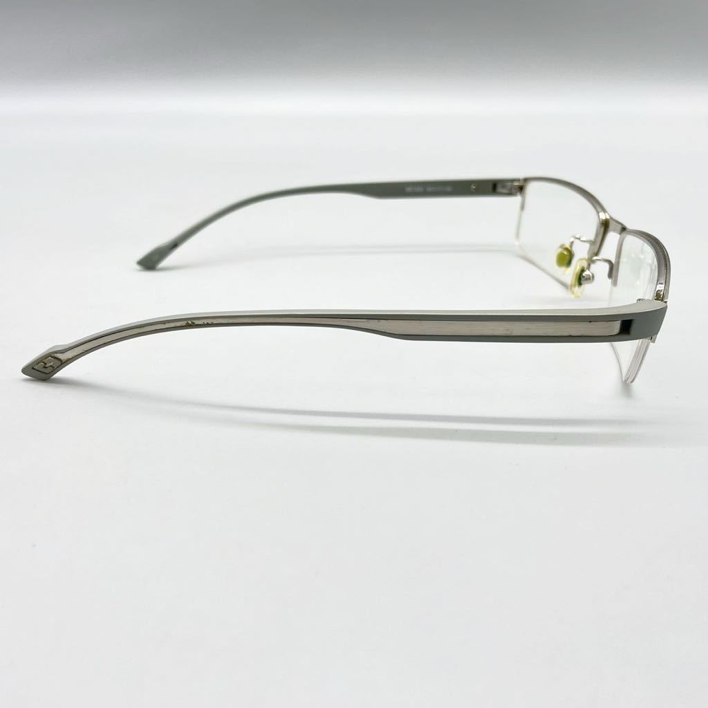 T.G.C. CALINO BE1242 メガネ 眼鏡 フレーム ハーフリム ナイロール スクエア型 シルバー グレー レンズ 度入り アイウェア 55□17-138_画像4