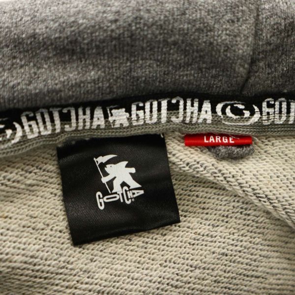 GOTCHA Gotcha Logo принт * ребра линия тренировочный тянуть over кенгуру карман Parker Sz.L мужской серый C4T01705_2#I