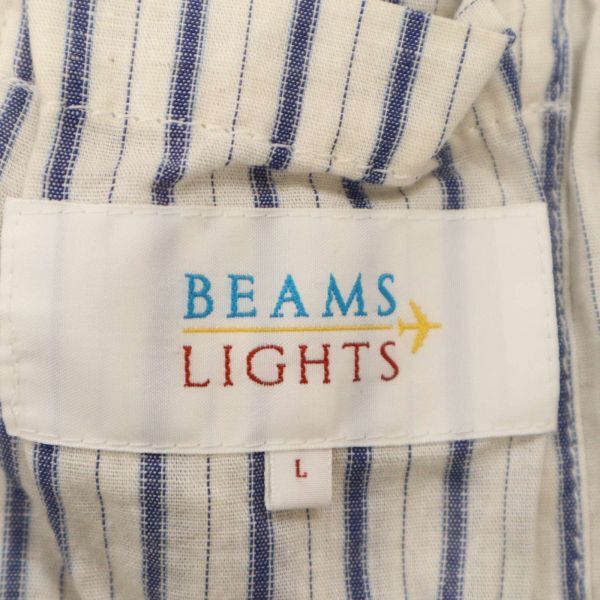 BEAMS LIGHTS ビームス ライツ 春夏 麻 リネン混★ ストライプ アンコン テーラード ジャケット ブレザー Sz.L　メンズ　C4T02167_3#M_画像7