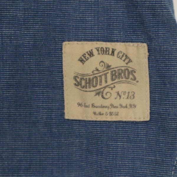 SCHOTT BROS. NEW YORK Schott весна лето Logo * 7 минут рукав частота цвет тянуть over Denim рубашка Sz.M мужской C4T01989_3#A