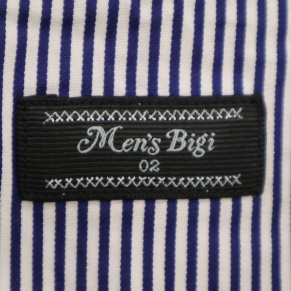 美品★ MEN'S BIGI メンズビギ 通年 長袖 2枚襟 フェイク レイヤード ポロシャツ Sz.2　メンズ　C4T02549_3#C_画像5
