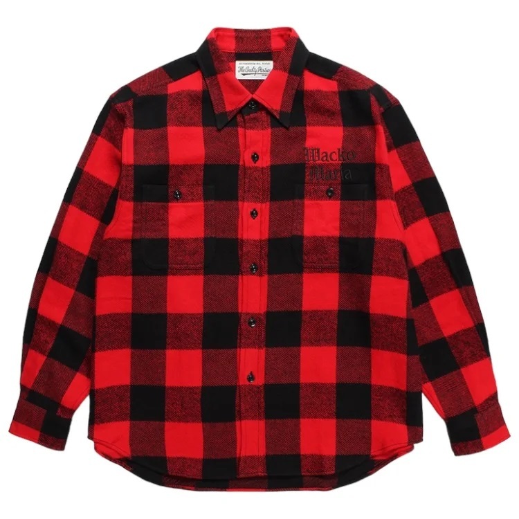 WACKOMARIA FLANNEL REGULAR COLLAR SHIRT ワコマリア チェックシャツ アロハ オンブレ カーディガン モヘア スウェット パーカー RED S