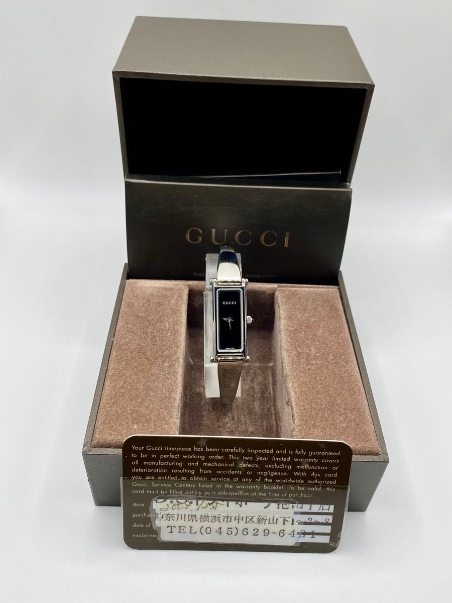 GUCCI グッチ QZ 箱付きスクエア 1500L黒文字盤 レディース腕時計