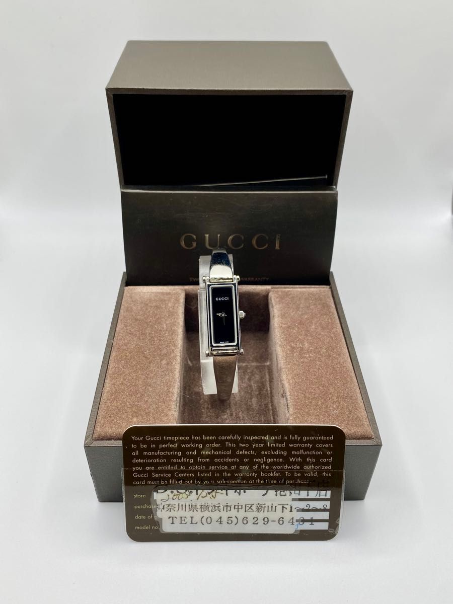 GUCCI グッチ QZ 箱付きスクエア 1500L黒文字盤 レディース腕時計