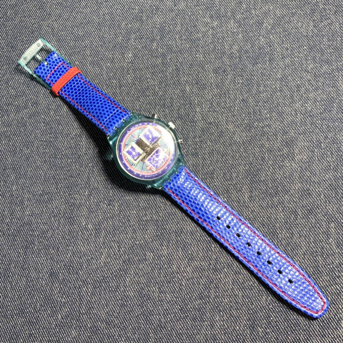 【美品】 スウォッチ Swatch 腕時計 クオーツ クォーツ ブルー 青 R139_画像6