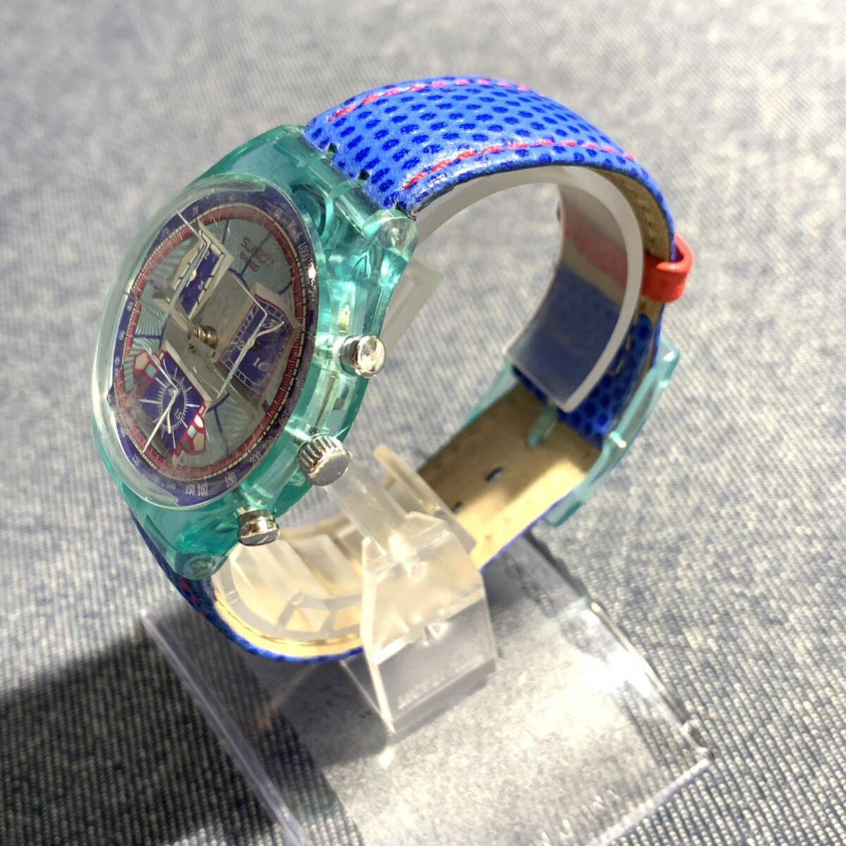 【美品】 スウォッチ Swatch 腕時計 クオーツ クォーツ ブルー 青 R139_画像2