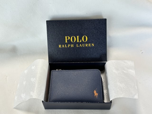 POLO RALPH LAUREN ポロラルフローレン P-CP624 IDカード 小銭入れ コインケース　コントラストシリーズ　ネイビー/オレンジ _画像1