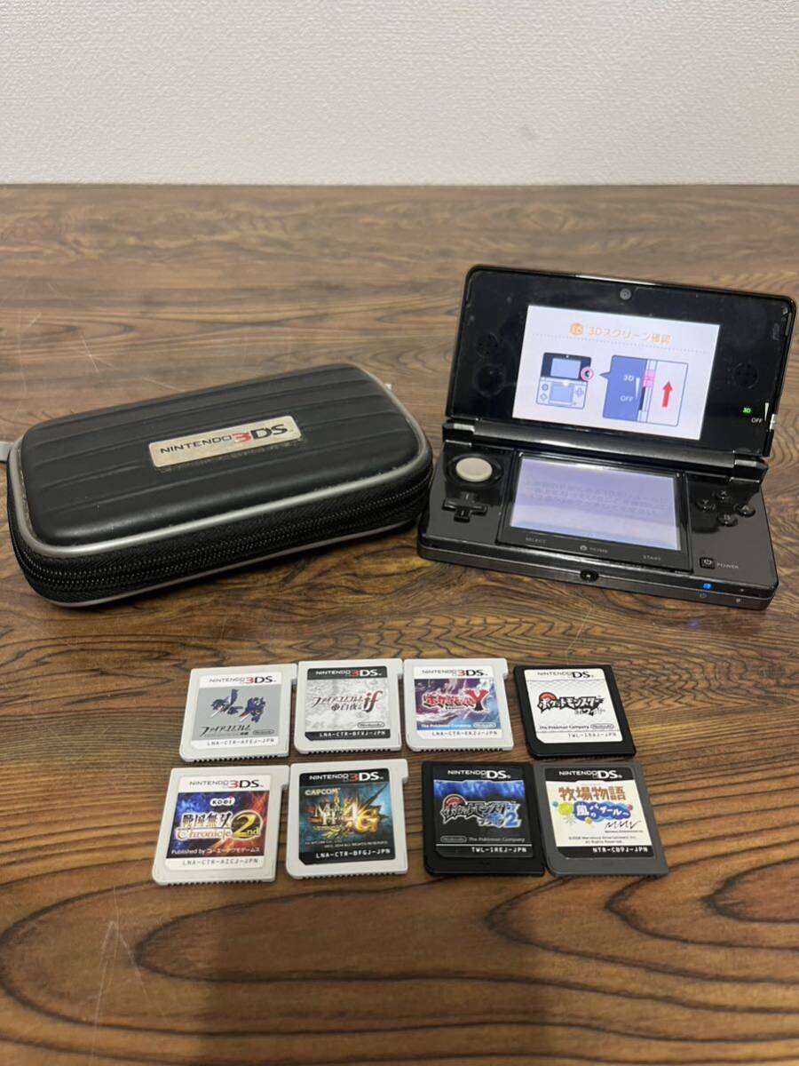 Nintendo ニンテンドー 任天堂 3DS ゲーム機 ソフト計8個付き ケース付き 動作確認済み 初期化済み_画像1