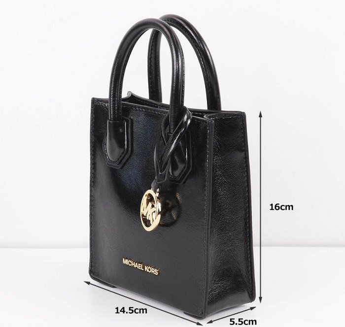 (J03386) 新品正規品 マイケルコース MICHAEL KORS 35H3GM9C0M MERCER XS NS SHOPPER XBODY パテント 2WAY ショルダー ハンドバッグ BLACK_画像6