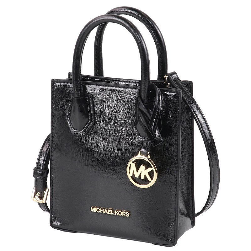 (J03386) 新品正規品 マイケルコース MICHAEL KORS 35H3GM9C0M MERCER XS NS SHOPPER XBODY パテント 2WAY ショルダー ハンドバッグ BLACK_画像1