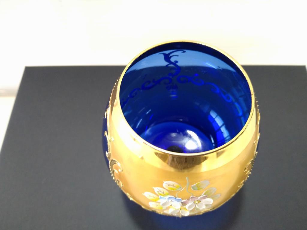 B60　ベネチアングラス　コニャックグラス　青金　金彩　装飾　伝統工芸　工芸ガラス　1個_画像7