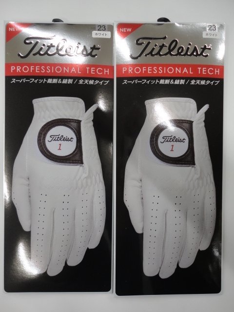 ■NEW《全天候タイプ》 PROFESSIONAL TECH タイトリスト プロフェッショナル テック ゴルフ メンズ グローブ x 2枚【WH/23cm】TG53_画像1