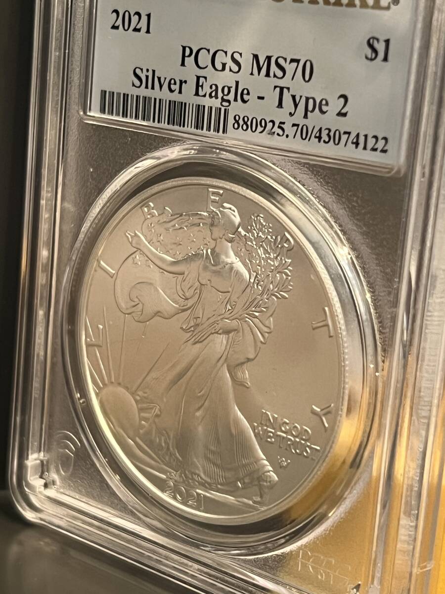 【1円スタート】2021年 シルバーイーグル EAGLE Type2 1ドル アメリカ 銀貨 PCGS MS70 ファーストストライク FIRST STRIKE コイン_画像3