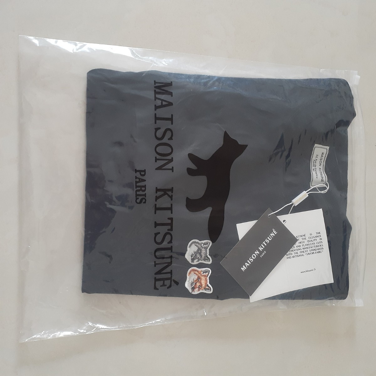 XSサイズ MAISON KITSUNE メゾンキツネ 刺繍ロゴ　フォックス Tシャツ ダブル フォックス Tシャツ ブラック 新品未使用_画像6