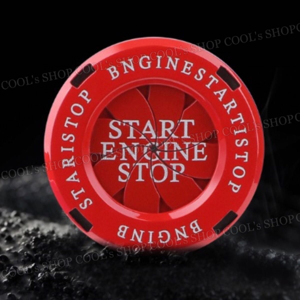 赤 汎用 エンジン スタートボタン カバー シャッター 回転式 ボタンカバー エンジンスターター ベゼル 簡単取り付け レッド