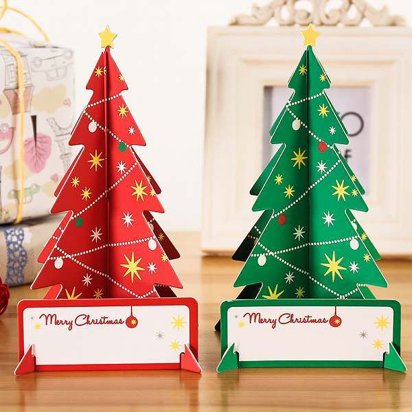 [adu-a2] Christmas tree message card letter 2 kind set ( red green ) Christmas Christmas card ornament 