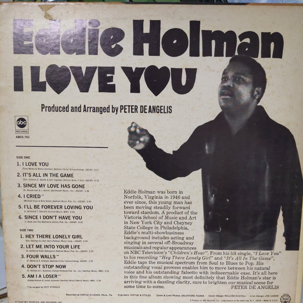 Eddie Holman I Love You中古レコード アナログ LP_画像2