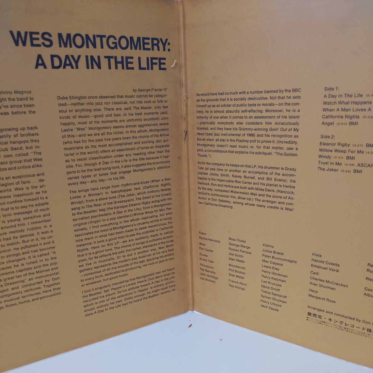 ウェス・モンゴメリー WES MONTGOMERY / ア・デイ・イン・ザ・ライフ A DAY IN THE LIFE (LP) 中古レコード アナログの画像3