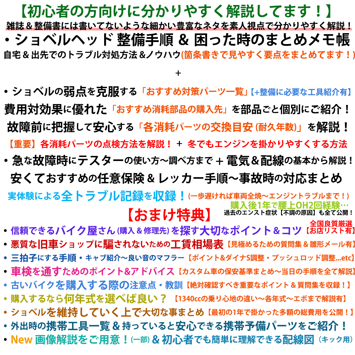 [ beginner oriented ] shovel head used market price / maintenance cost / breakdown & trouble know-how compilation / maintenance /... hour. summarize memo pad master book Harley 