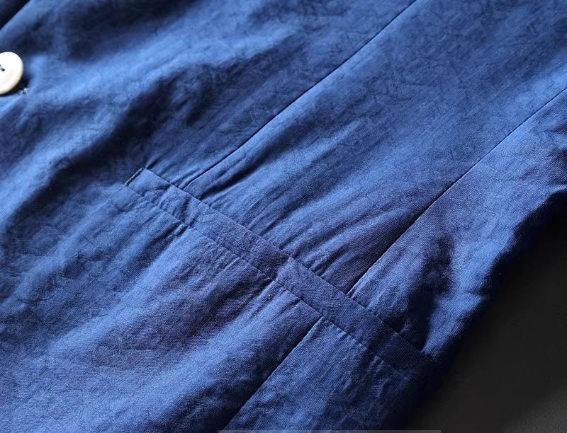 H1075-M■ブルー/テーラードジャケット メンズ カジュアル ジャケット テンセル混 格子チェック 高品質 春秋 夏 ブレザー アウターの画像5