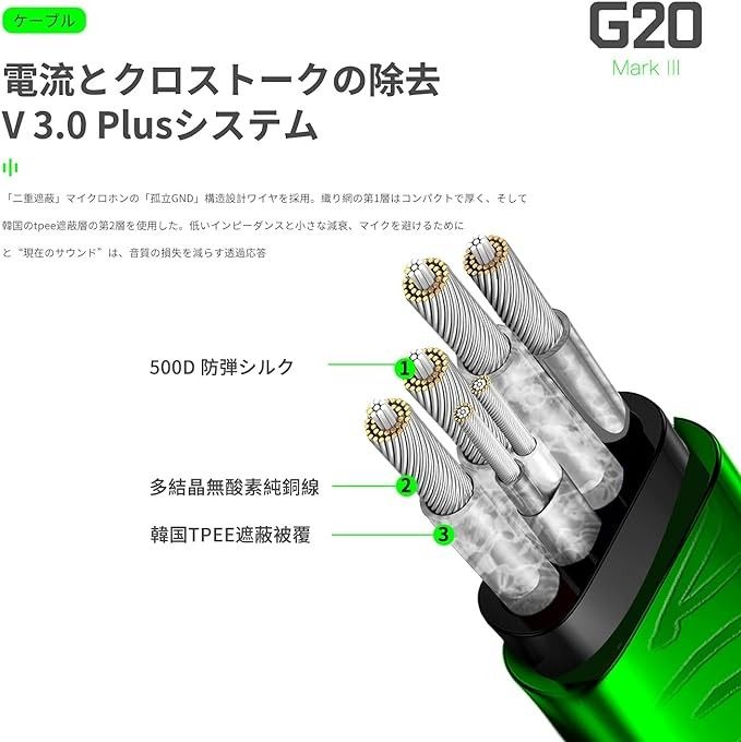 ゲーミングイヤホン 有線イヤホン ゲーム用 マイク付きイヤホン ヘッドセット コネクタ付 重低音 ラップトップ  G20Ⅲ 緑