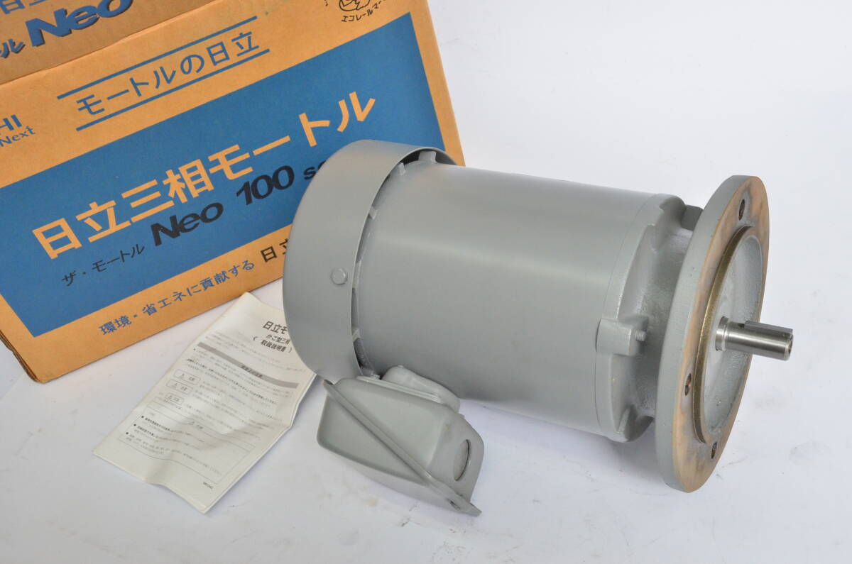 日立 モータ かご型三相 縦型 フランジ取付 全閉外扇屋内型 0.4KW VTFO-FK 4P 200V 新品_画像1