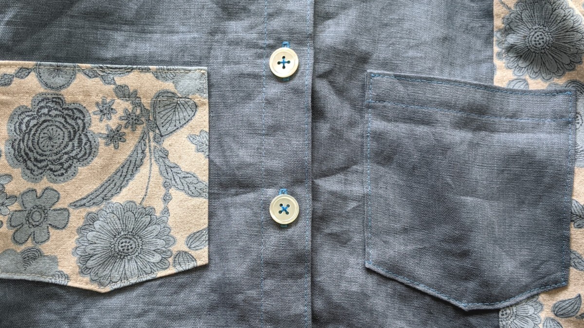  ハンドメイド リネン+コットンリネン 前開きシャツ チュニック 羽織の画像5