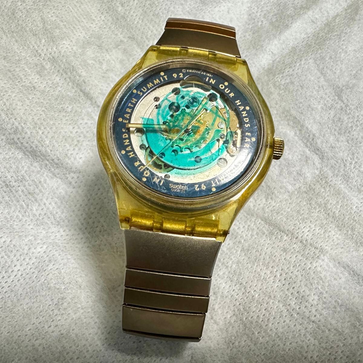 Swatch 自動巻き　ダブルスケルトン　used 純正メタルバンド スウォッチ