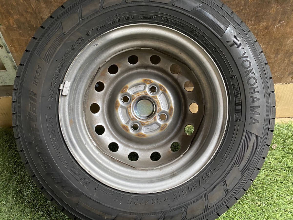 美品　145/80R12 80/78N LT YOKOHAMA BluEarth Van 2022年製　バリ山4本セット　スチールホイール 12x3.5B 軽トラ　軽バン等　_画像7