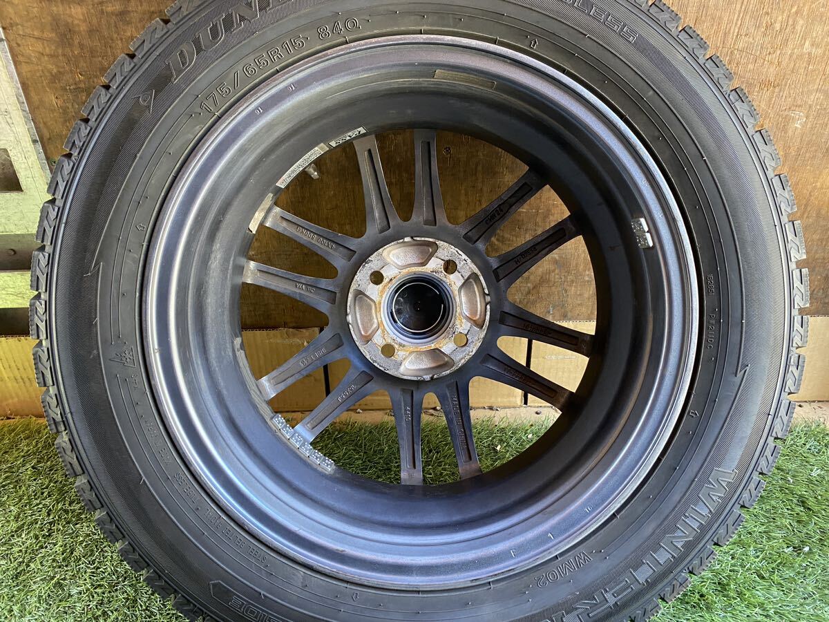 175/65R15 84Q DUNLOP 2022年製　スタッドレス バリ山　15x5.5J ET 43 PCD 4Hx100 アクア ヴィッツ フィット ノート スイフト クロスビー_画像7