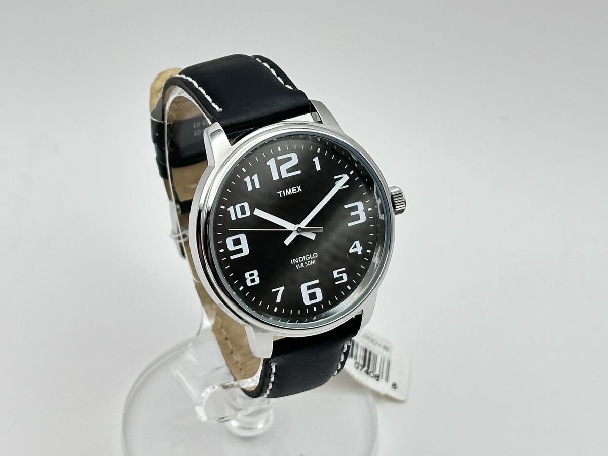 6-24 не использовался Timex TIMEX большой легкий Leader черный чёрный T28071 мужской кожа кожа ремень аналог наручные часы ④