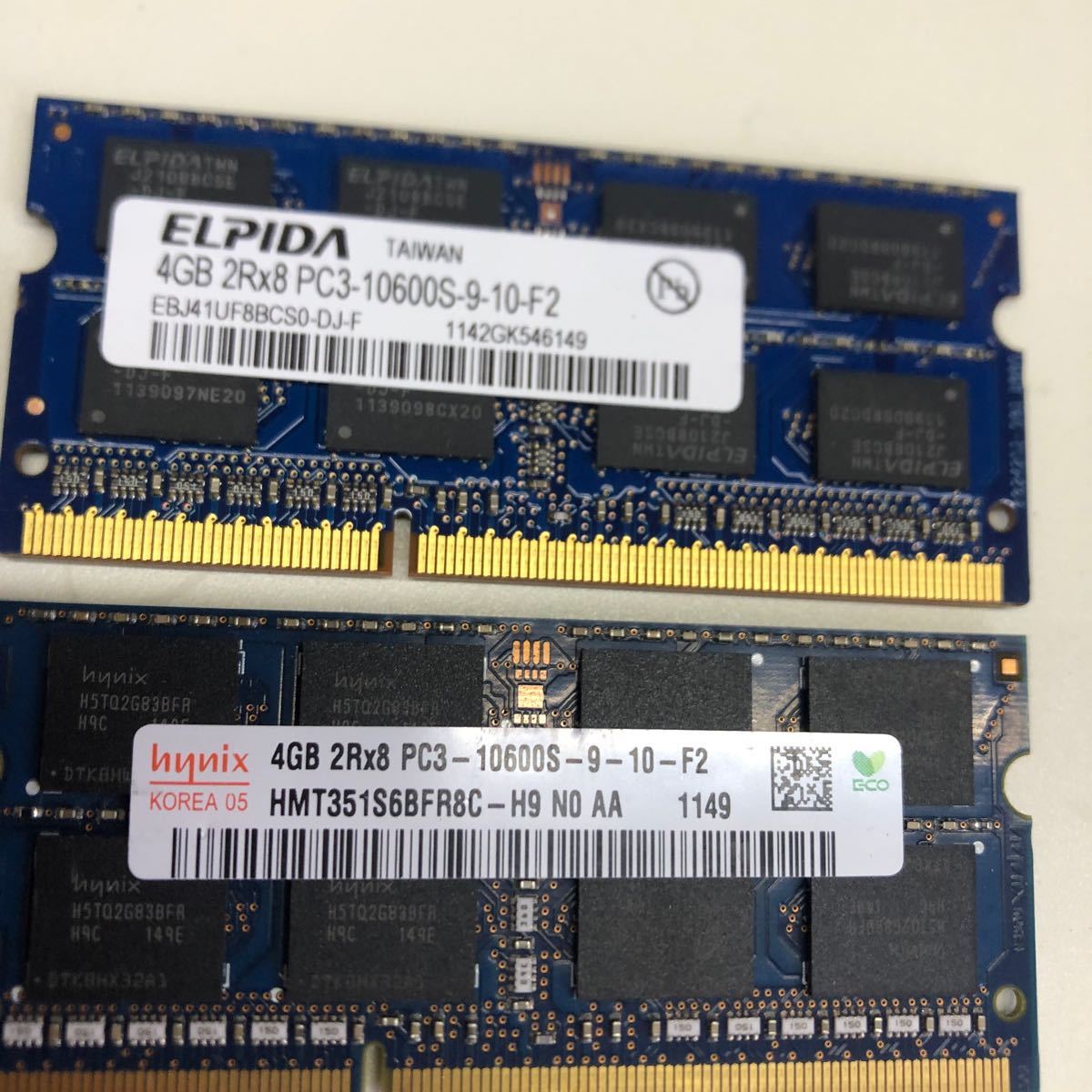 4GB 2RX8 PC3-10600S 2枚組 1セット 8GB DDR3ノートPC用 メモリ DDR3-1333 4GB 2枚 計8GB _画像2